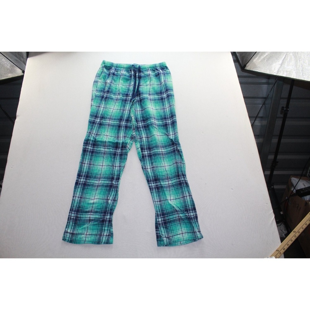 Unbranded Pajama Pants Mens 40 Teal Navy Excellent Plaid Lounge Sleepwear